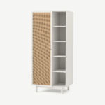 Pavia Double Wardrobe, Natural Rattan & White-Washed Oak Effect