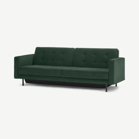 Rosslyn Click Clack Sofa Bed with Storage, Autumn Green Velvet