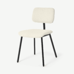 Solomon Dining Chair, Faux Sheepskin with Black Legs