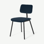 Solomon Dining Chair, Sapphire Blue Velvet with Black Legs