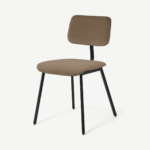 Solomon Dining Chair, Soft Mink Velvet with Black Legs