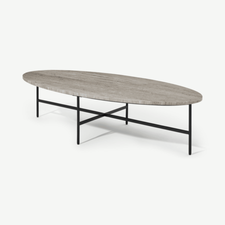 Tiziana Large Oval Coffee Table, Caramel Marble