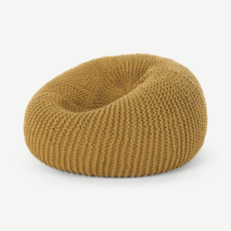 Aki 100% Wool Knitted Cocoon Bean Bag, Mustard