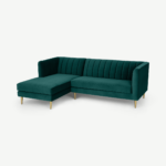 Amicie Left Hand Facing Chaise End Corner Sofa, Seafoam Blue Velvet