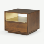 Anderson Bedside Table, Mango Wood & Brass