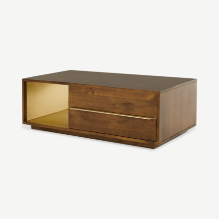 Anderson Coffee Table, Mango Wood & Brass