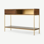 Anderson Console Table, Mango Wood & Brass