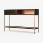 Anderson Console Table, Mocha Mango Wood & Copper