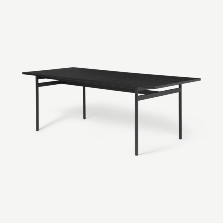 Angus 6 Seat Rectangular Dining Table, Black Ash Effect