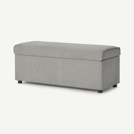 Bahra Ottoman Storage Bench, Washed Grey Cotton