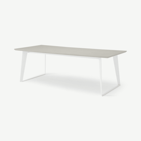 Boone 8 Seat Dining Table, White Concrete with Resin Top