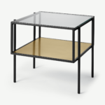 Cheney Side Table, Glass & Brass