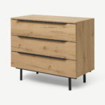 Damien Chest of Drawers, Distressed Oak Effect & Black