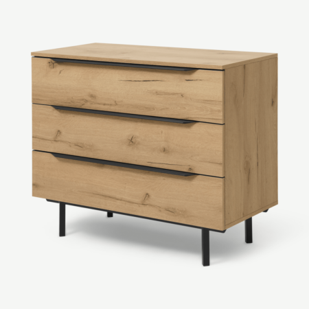 Damien Chest of Drawers, Distressed Oak Effect & Black