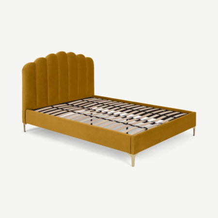 Delia Double Bed, Marigold Velvet