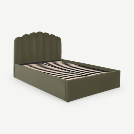 Delia Double Ottoman Storage Bed, Sycamore Green Velvet