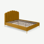 Delia King Size Bed, Marigold Velvet