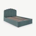 Delia Super King Size Ottoman Storage Bed, Marine Green Velvet