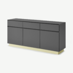 Elsdon Wide Sideboard, Charcoal Grey & Brass