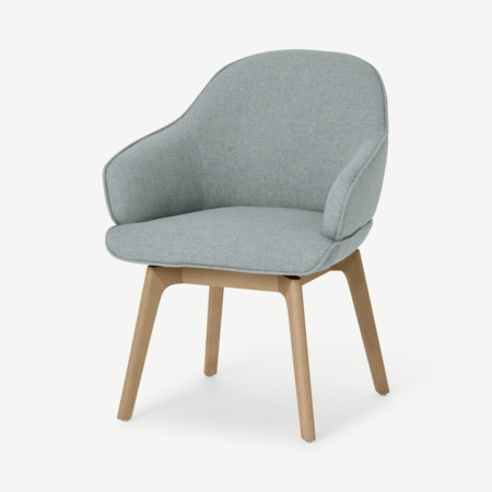 Erdee Office Chair, Grey Blue Weave with Oak Stain Legs