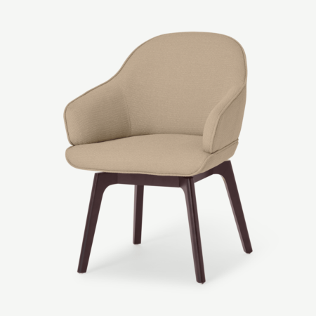 Erdee Office Chair, Soft Beige Weave with Dark Stain Legs