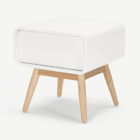 Esme Bedside Table, White & Ash