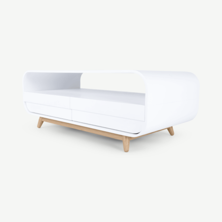 Esme Coffee Table With Two Drawers, White and Ash