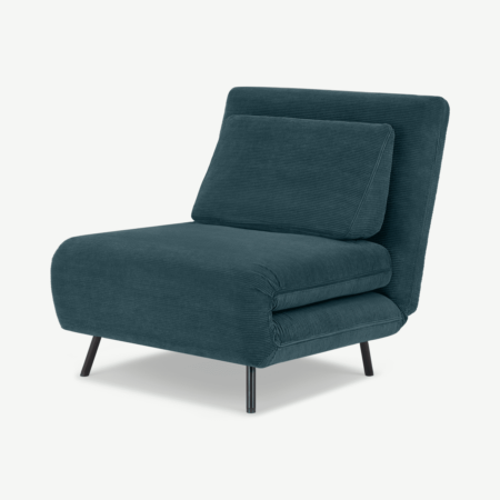 Kahlo Single Seat Sofa Bed, Teal Corduroy Velvet