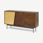 Mischa Wide Sideboard, Acacia Wood & Brass