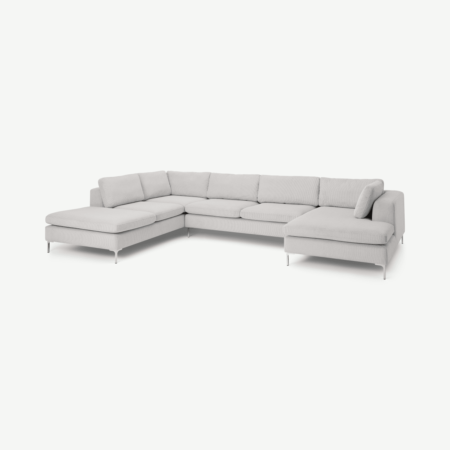 Monterosso Left Hand Facing Corner Sofa, Stone Grey Corduroy Velvet