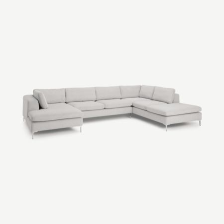 Monterosso Right Hand Facing Corner Sofa, Stone Grey Corduroy Velvet