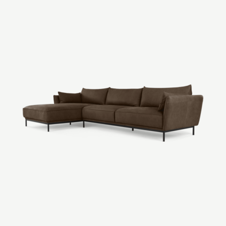 Odelle Left Hand Facing Chaise End Corner Sofa, Texas Brown Leather