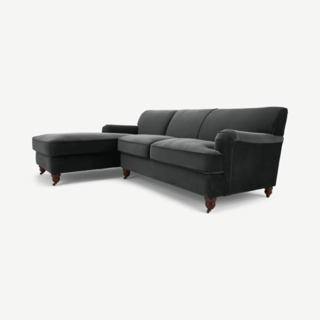 Orson Left Hand Facing Chaise End Corner Sofa, Midnight Grey Velvet