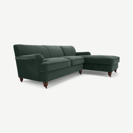 Orson Right Hand Facing Chaise End Corner Sofa, Autumn Green Velvet