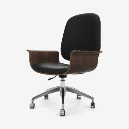 Saul Office Chair, Walnut and Black