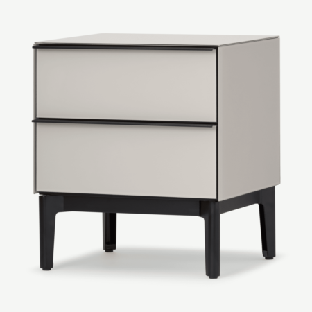 Silas Bedside Table, Silver Grey Glass
