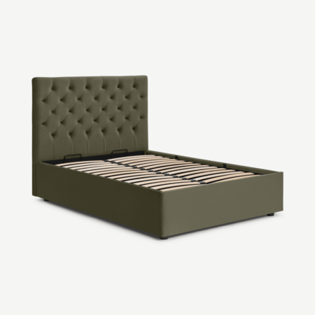 Skye Double Ottoman Storage Bed, Sycamore Green Velvet