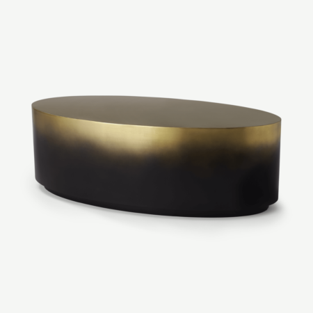 Sulta Oval Coffee Table, Brass & Black Ombre