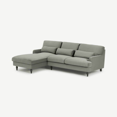 Tamyra Left Hand Facing Chaise End Corner Sofa, Sage Green Velvet with Black Legs