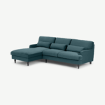 Tamyra Left Hand Facing Chaise End Corner Sofa, Steel Blue Velvet