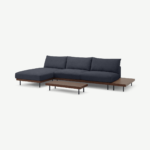 Zita Modular Chaise End Corner Sofa with 2 Side Tables, Kyoto Denim