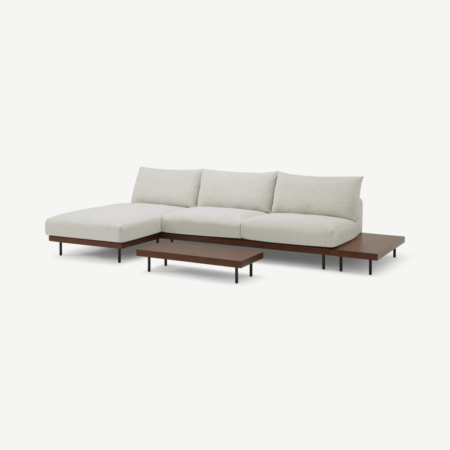 Zita Modular Chaise End Corner Sofa with 2 Side Tables, Kyoto Oyster