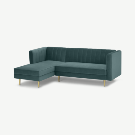 Amicie Left Hand Facing Chaise End Click Clack Sofa Bed, Marine Green Velvet