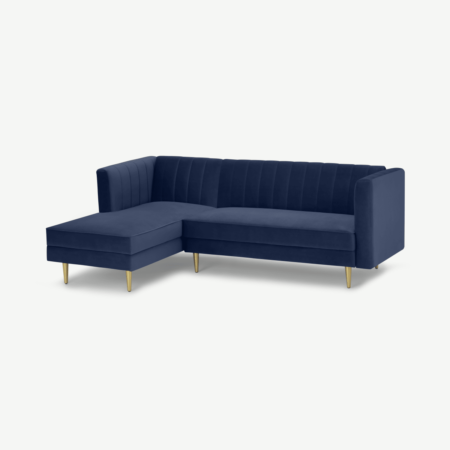 Amicie Left Hand Facing Chaise End Click Clack Sofa Bed, Royal Blue Velvet