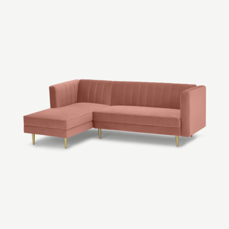 Amicie Left Hand Facing Chaise End Click Clack Sofa Bed, Vintage Pink Velvet