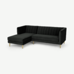 Amicie Left Hand Facing Chaise End Corner Sofa, Dark Anthracite Velvet