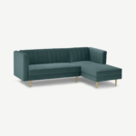 Amicie Right Hand Facing Chaise End Click Clack Sofa Bed, Marine Green Velvet
