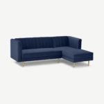 Amicie Right Hand Facing Chaise End Click Clack Sofa Bed, Royal Blue Velvet