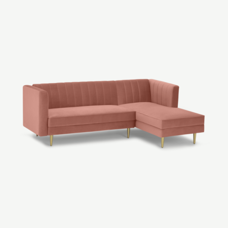 Amicie Right Hand Facing Chaise End Click Clack Sofa Bed, Vintage Pink Velvet