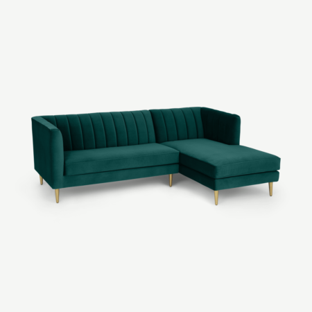 Amicie Right Hand Facing Chaise End Corner Sofa, Seafoam Blue Velvet